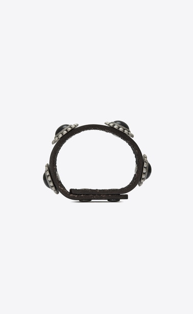 Multi-cabochon bracelet in used-look leather